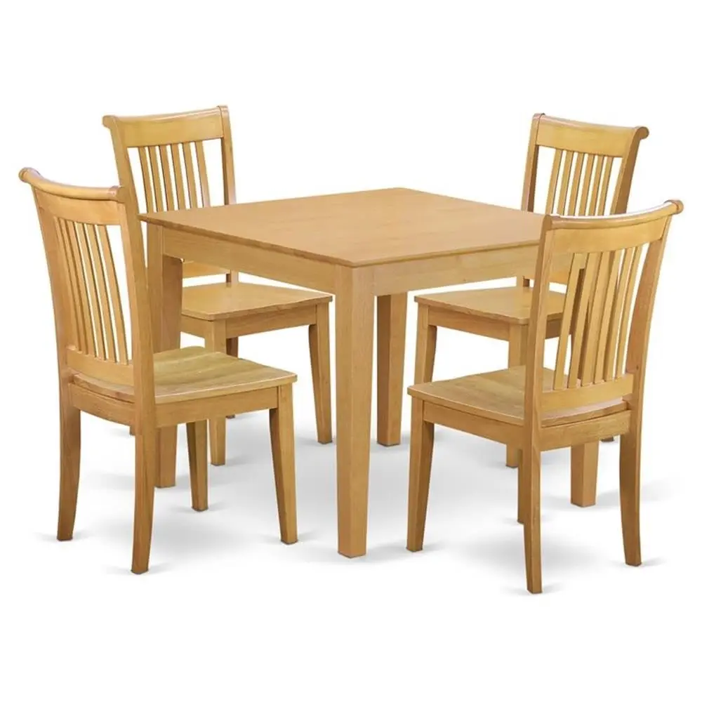 5 Piece Dining Room Table Set Includes a Square Kitchen Table and 4 Dining Chairs, 36x36 Inch, Oak, Customized