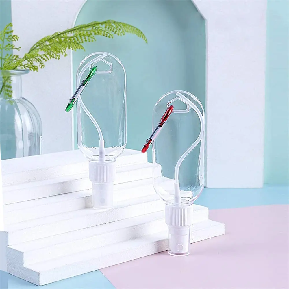 CMHI-10Pcs Portable Travel Bottles Spray Bottle Transparent Empty Spray Perfume With Carabiner Keychain