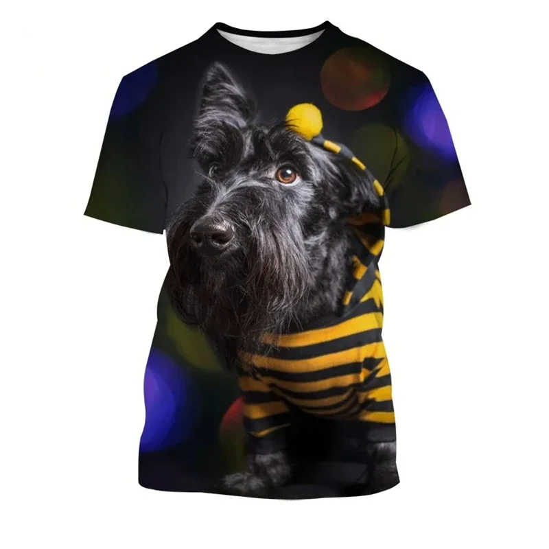 New Scottish Terrier 3D Printed T-shirt Cool Casual T-shirt Unisex Cute Short Sleeved Kids Sports T-shirt Summer Fashion Top 6XL