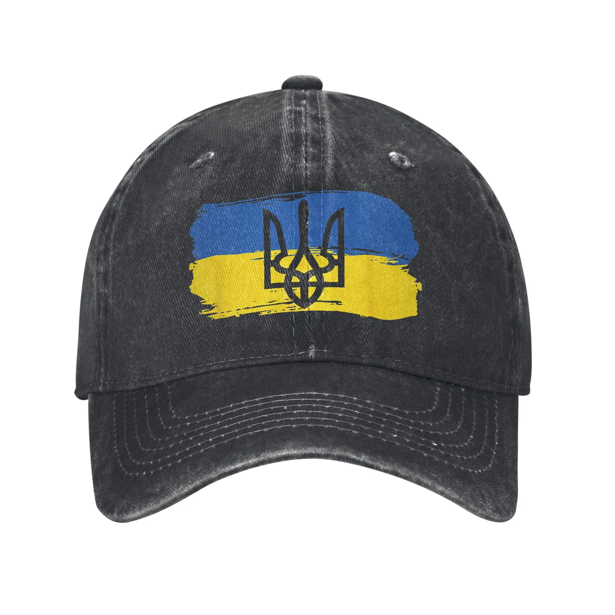 Ukraine Ukrainian Flag Baseball Cap Sun  Outdoor Sport Sun-Proof Washed Trucker Hat Female Male y2k Funny Print Baseball Caps