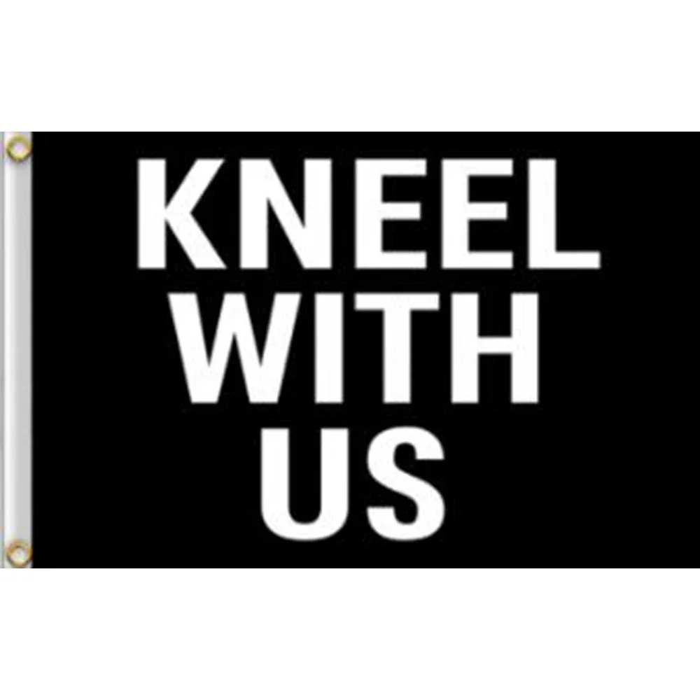 90x150cm CUSTOM banner of KNEEL WITH US With BLACK sports flag No flagpole