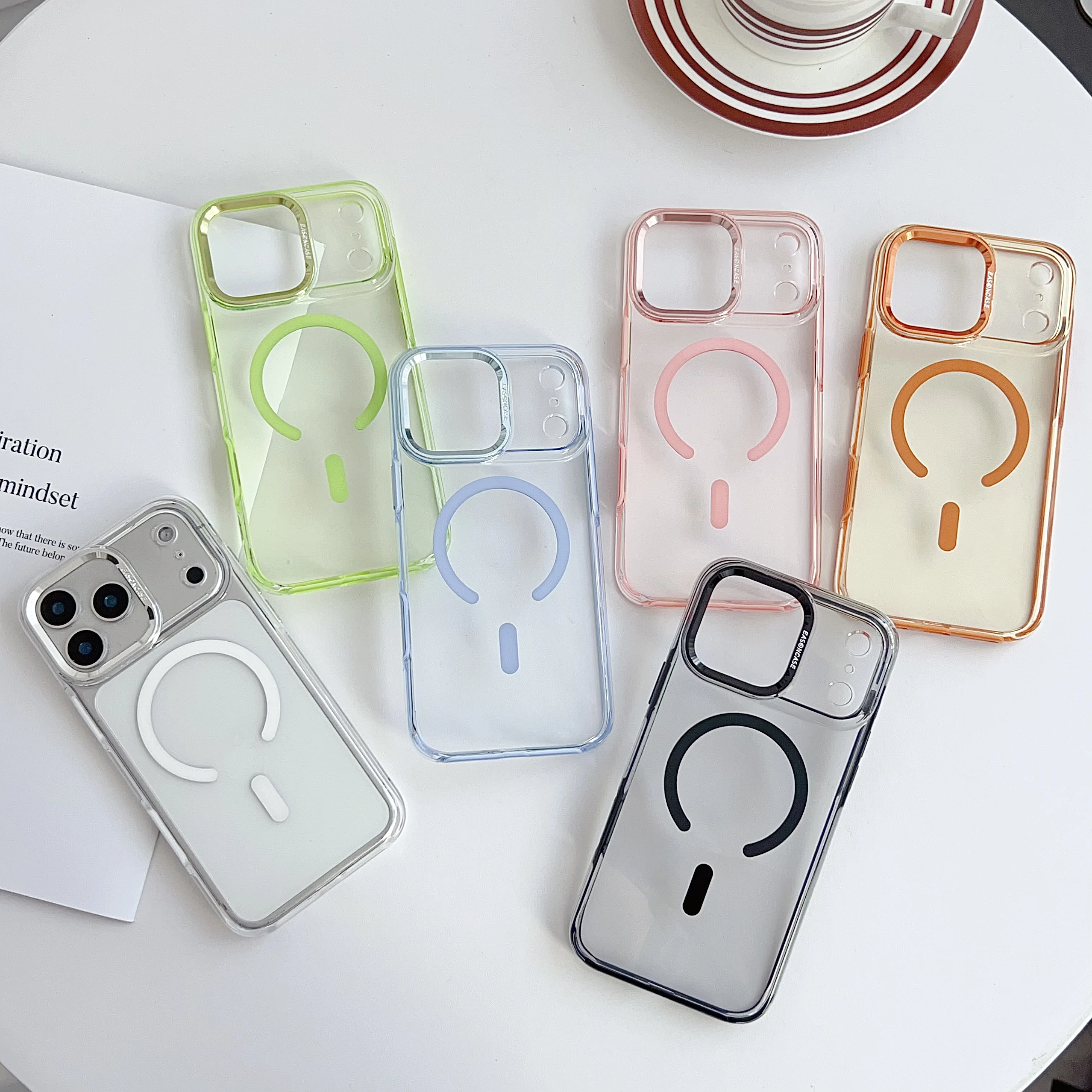 

Luxury HD Transparent Magnetic For Magsafe Armor Case for Apple iPhone 17 Pro Max 16 15 Pro Air Bumper Clear Acrylic Soft Cover