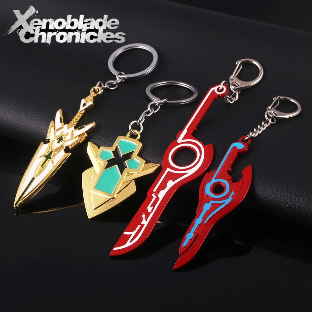 Game Xenoblade Chronicles 2 Keychain Rex Mythra Hikari Pyra Homura Sword Weapon Pendant Keyring High Quality Game Car Key Chains