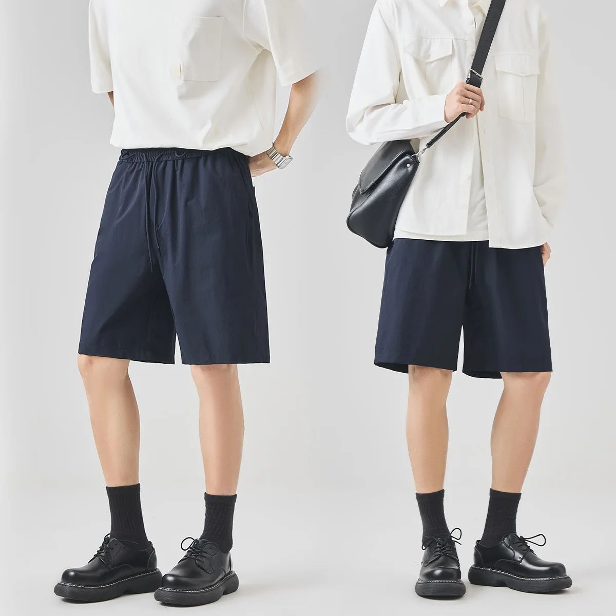 

Мужские нейлоновые быстросохнущие шорты для лета, тонкие, свободные, для активного отдыха, повседневные, длиной до колена, с поясом, на эластичной резинке