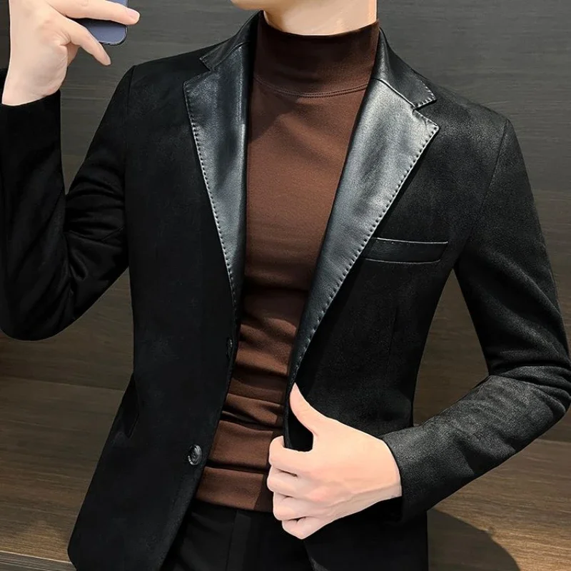 Slim Fit High Quality Coats Thin Jacket for Men New In Man Suits and Blazers Menswear Single Models Vintage Clothing Elegant