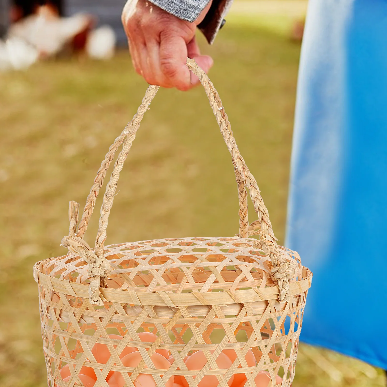 

Artistic Bamboo Woven Storage Basket Rustic Multi-Function Picnic Fruit Flower Holder Baskets Empty Woven Basket