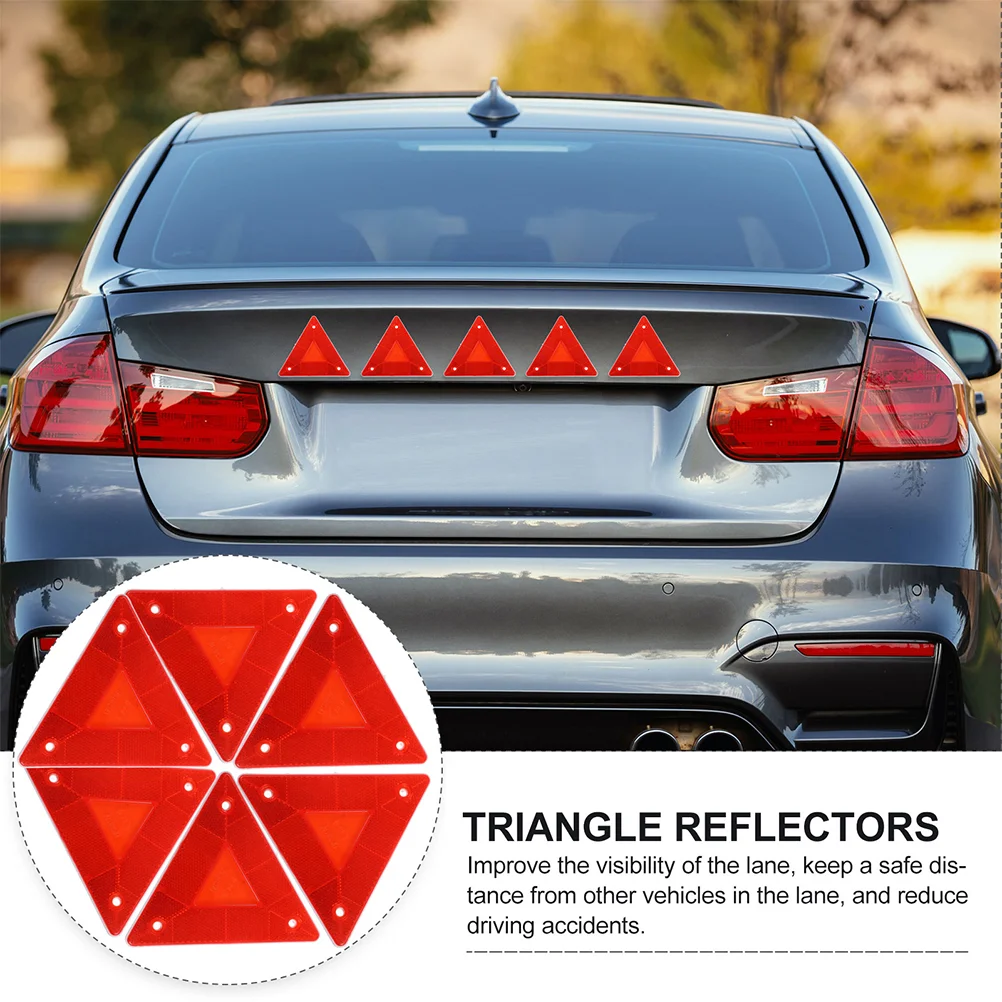 6pcs Vehicle Triangle Reflectors Safety Sign Slow Moving Triangle Warning Signs