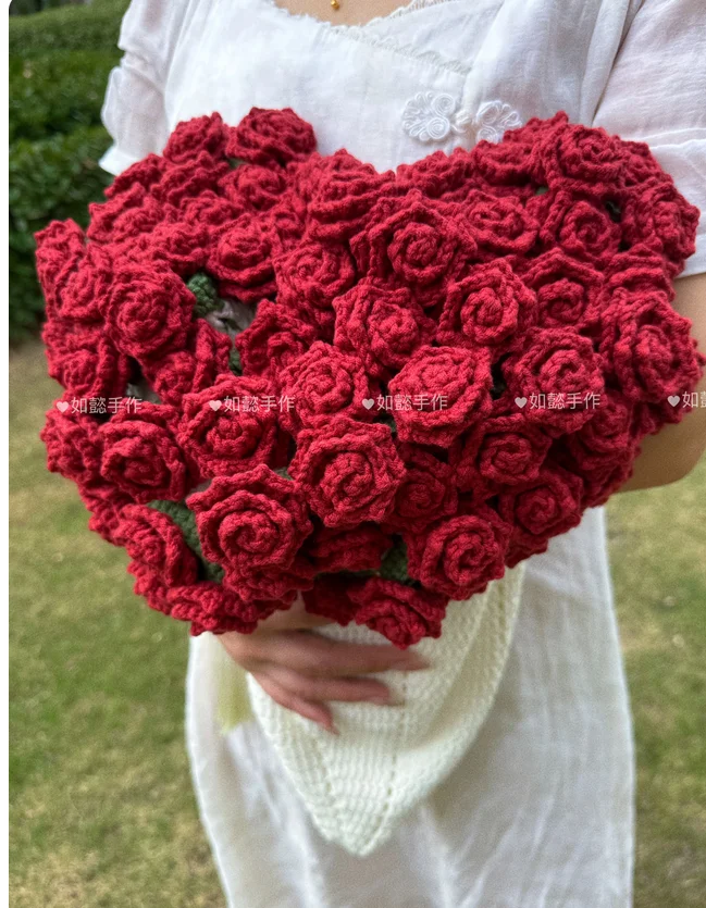 

Rose bouquet blanket DIY material kit, lily of the valley flower blanket, wool yarn hand-knitted gift for girlfriend or best fri