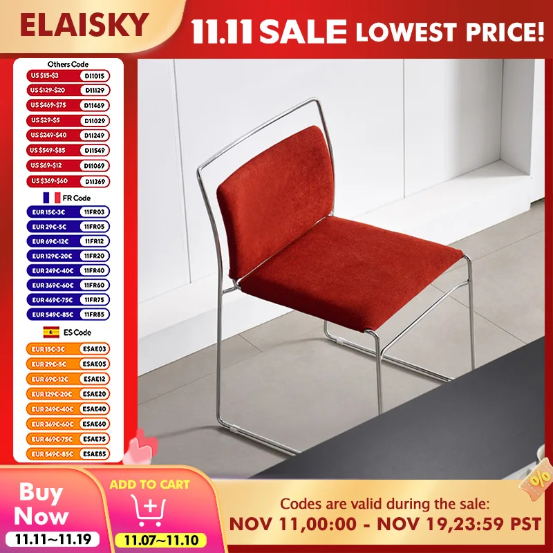 

Modern Home Stackable 2-pack Dining Chairs with Steel Frame Stylish Retro Linen Fabric Kitchen Chair Sets of 2 Cafe Table Chair