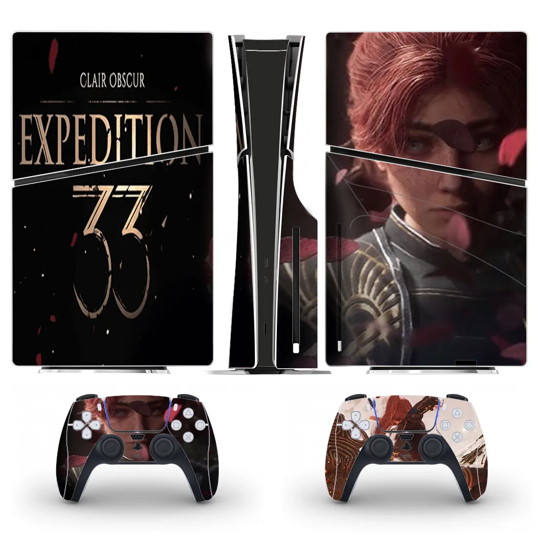 كلير سبكور إكسبيديشن 33 PS5 سليم القرص الجلد ملصق غطاء لاصق لامع لوحدة التحكم و 2 وحدات تحكم جديد PS5 سليم القرص الجلد الفينيل