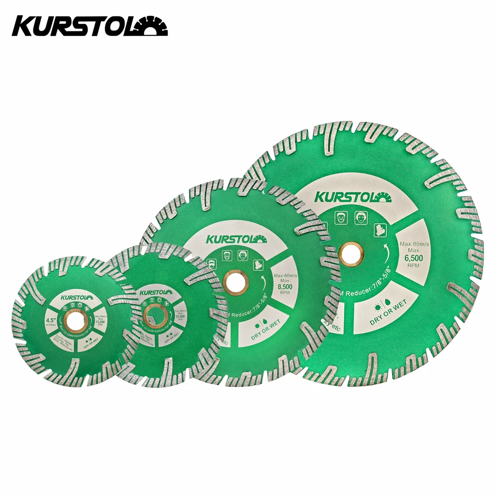 KURSTOL 1/2pc 115/125/180/230mm Concrete Cutting Disc Diamond Blade Slant Protection Teeth Granite Tile Cutter Diamond Saw Blade