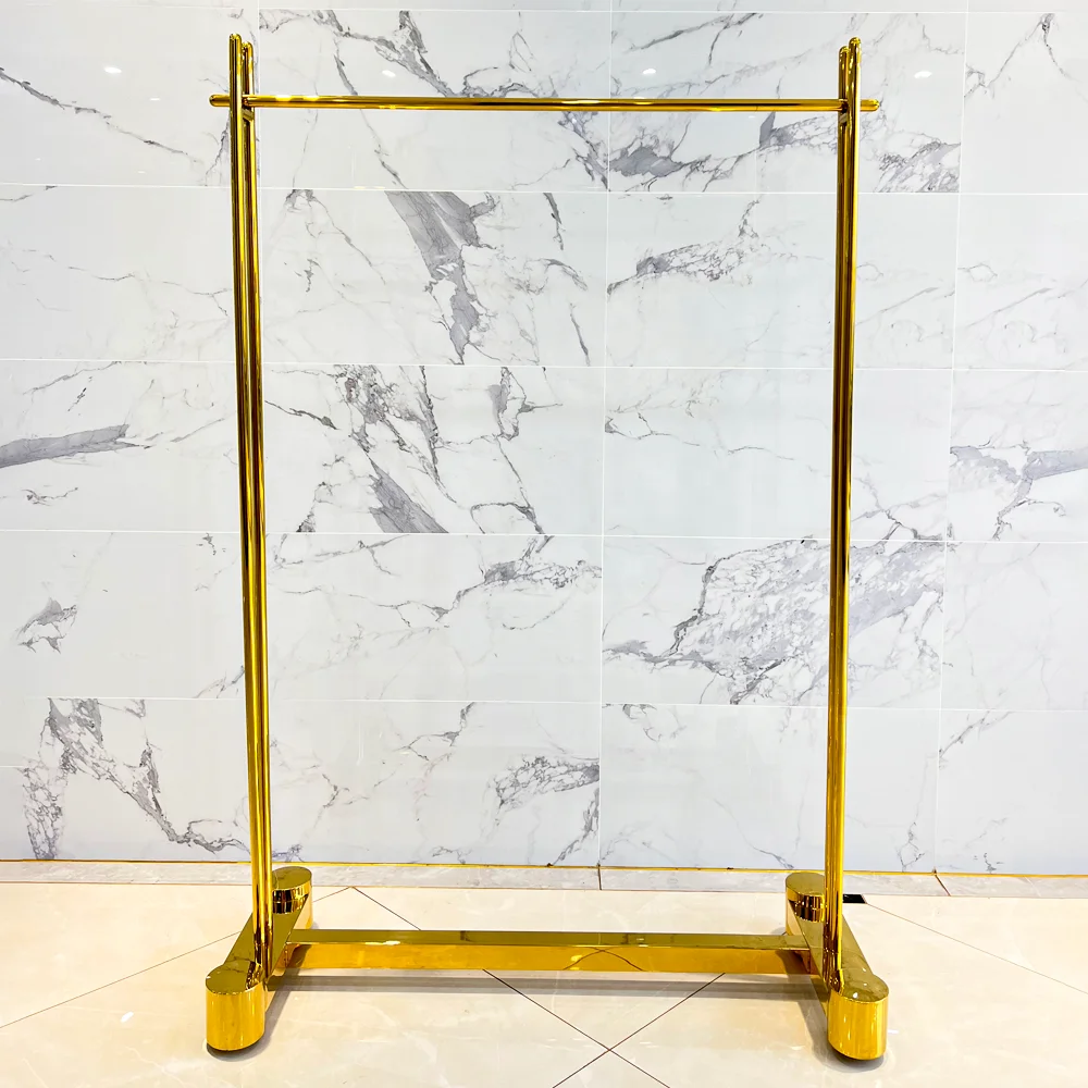 

Boutique Retail Gold Stainless Steel Women's Clothing Store Hanger Clothing Display Rack