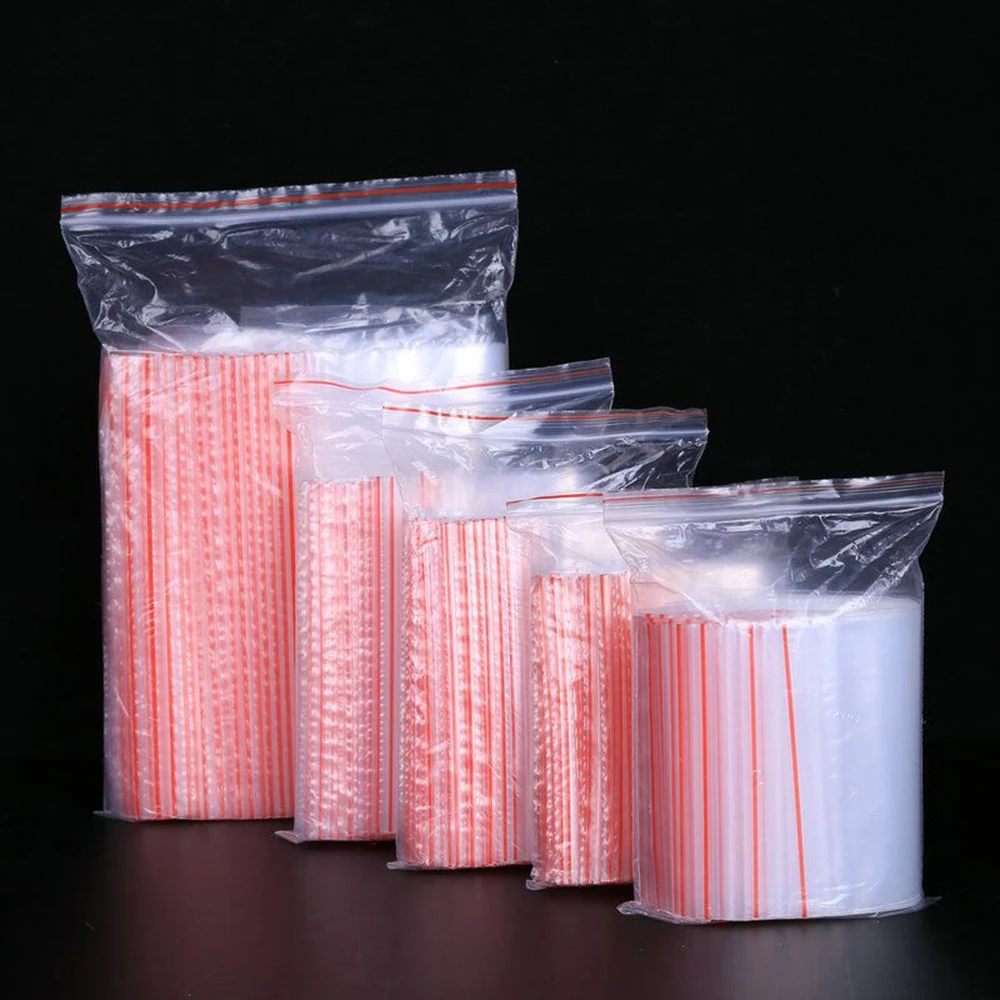 100pcs/pack  Thickness 0.06mm Small Zip Lock Plastic Bags Reclosable Transparent Bag Shoe Bag Vacuum Storage Bag Poly Clear Bags