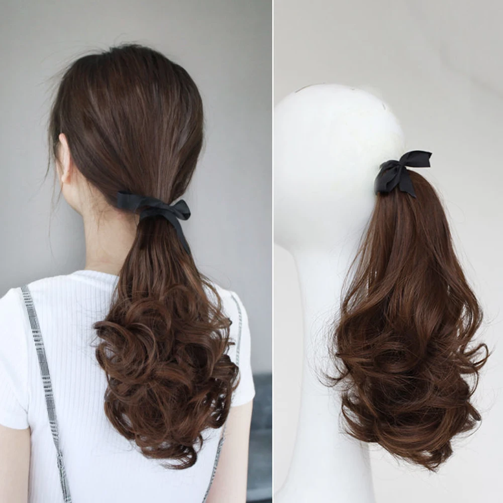 1PCS Women's Wig Fake Ponytail With Long Curly Hair Reusable Synthetic Simulation Wig For Women For Daily Wear Outdoor Travel