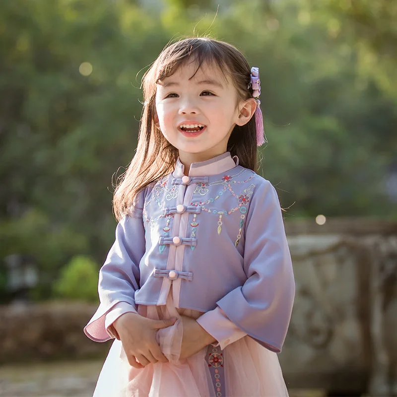 

Traditional Ancient Chinese Folk Dance Costumes Girls Children Classical Kids Tang Dynasty Costume Chinese Hanfu Clothing Dress