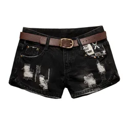 Denim Ripped Booty Shorts Sexy Mini Jeans Shorts Zippers Slim Summer Korean Version Female Split Hole Balck Hot Pants