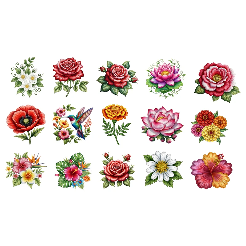 

Flower rose bouquet Heat Transfer DIY children's clothing decoration sticker Diy Washable Heat Press Printed Accessories Patch
