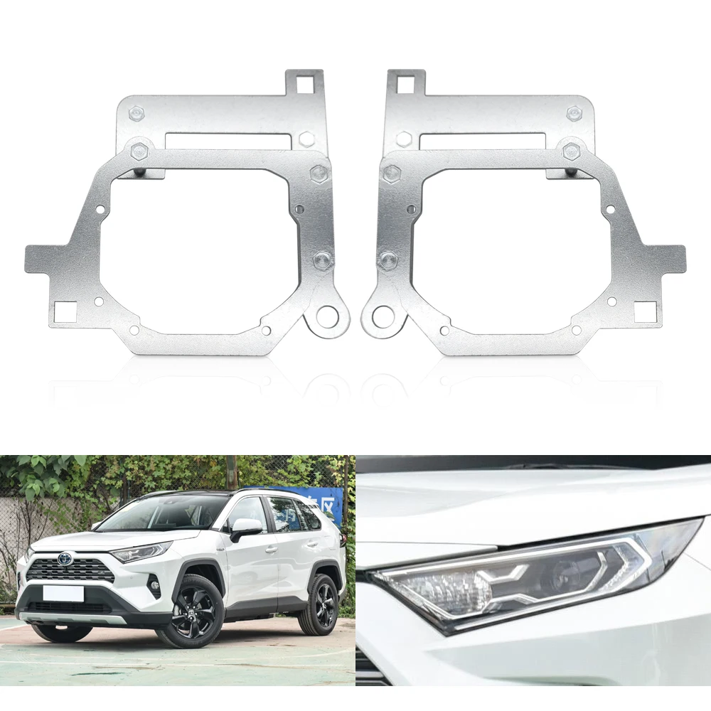 TAOCHIS Car light retrofit Holder upgrade headlight adapter frame Bracket for Toyota  RAV4  2016-2019 (High configuration LED)