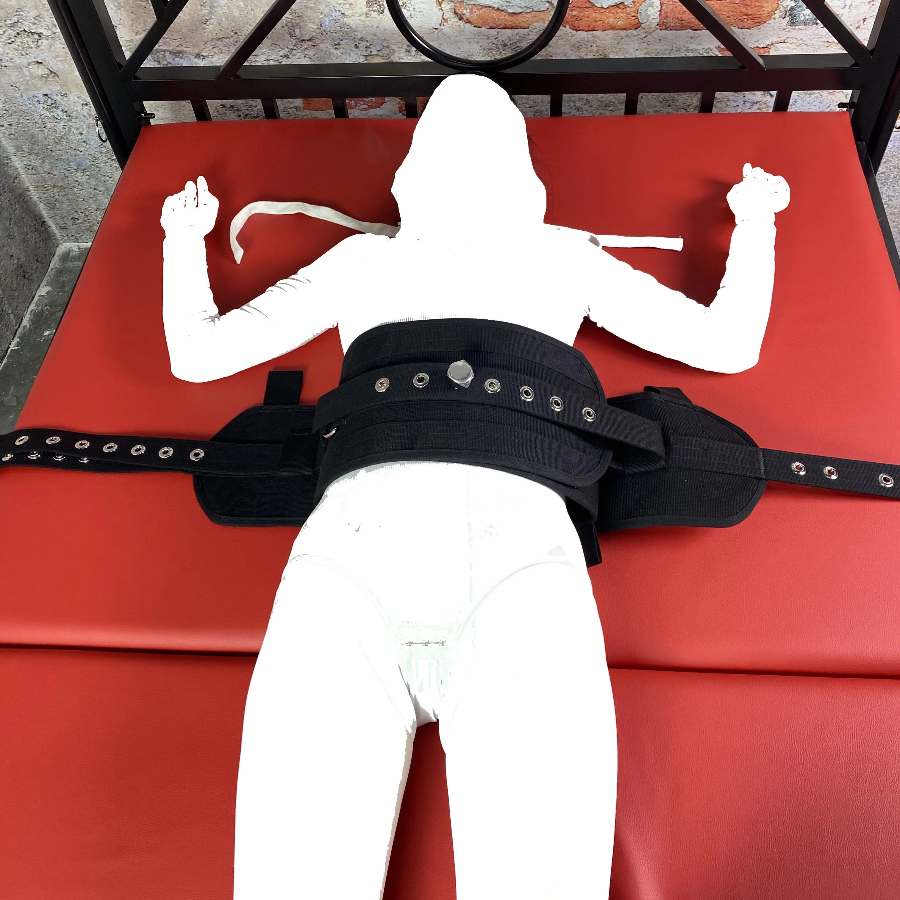 Abdomen Restraint Body Bondage Connection Bed Fixed Restraint Black Cotton Restraint Belt