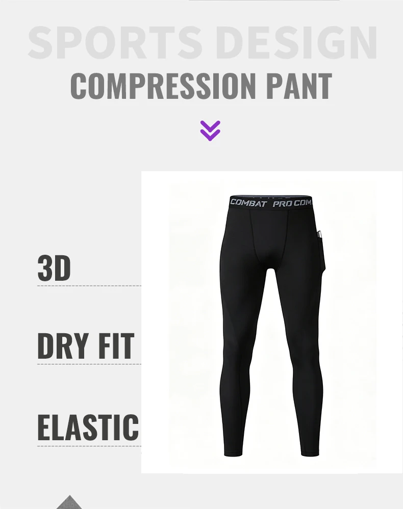 Professionelle Kompressionshose für Herren, Trainings-Gym-Leggings mit Taschen, Laufhose, Fitness-, Basketball-, Jogging- und Workout-Hose – Detail 3