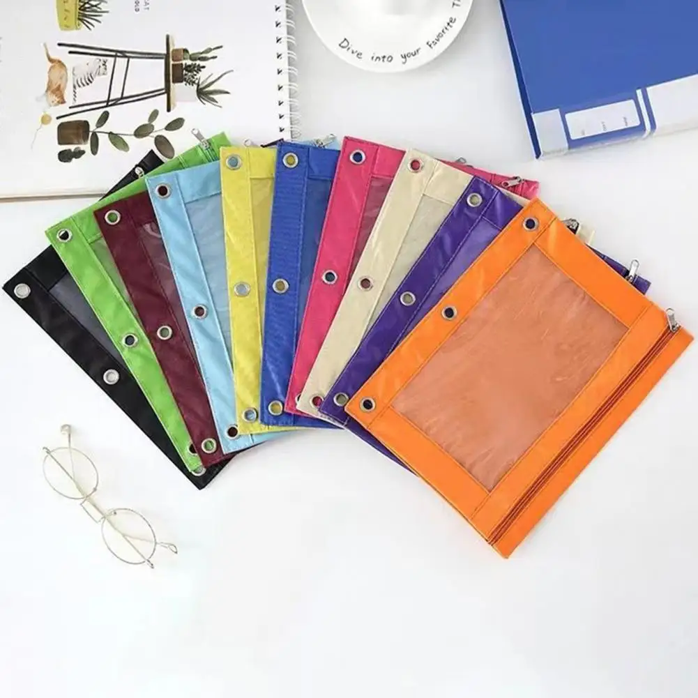 Estuche de tela resistente para lápices, bolsa de almacenamiento con cremallera para el hogar, escuela, oficina, papelería