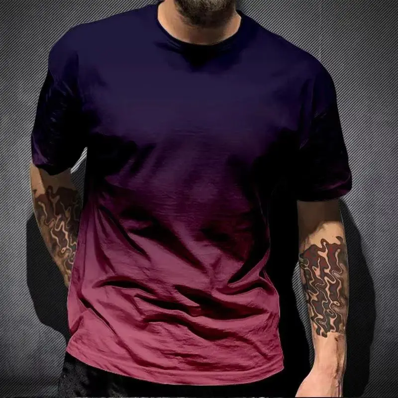 Men's 3D Printed Gradient Color T-Shirt Simple Summertime  Shirt Cool Sensation City Walk Suitable Women Clean Fit Style