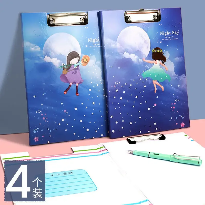 A4 Cute Cartoon Paperboard Clip Document Board Clip Writing Pad Splint Thickened Multifunctional Student Office Stationery
