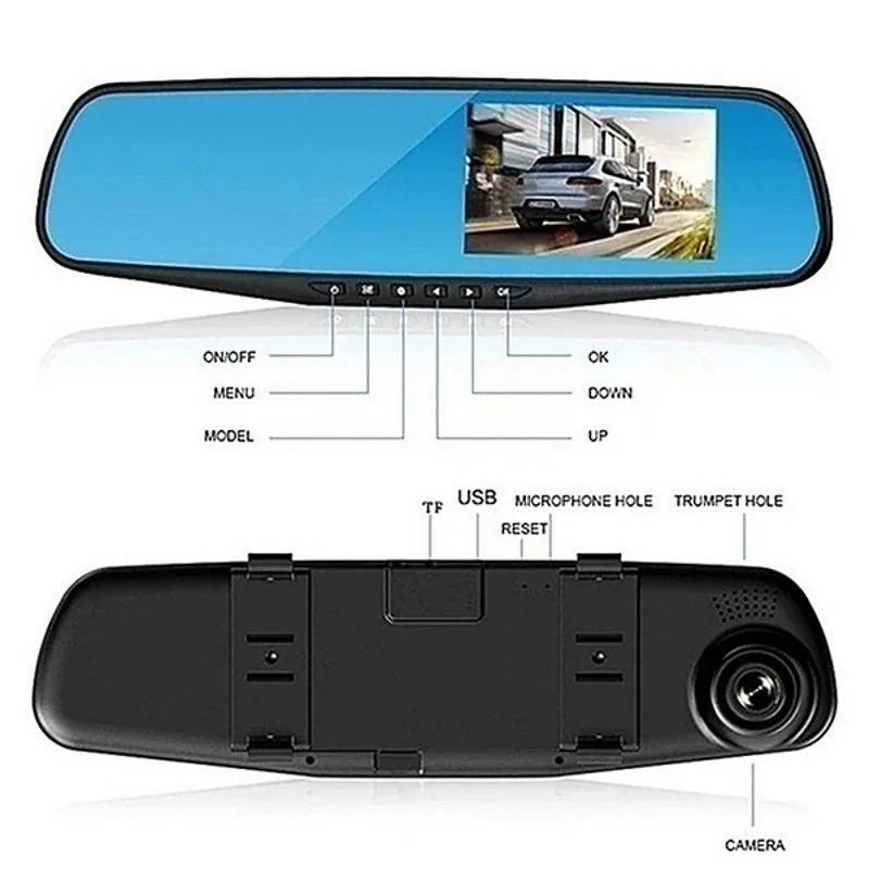 Imagem -06 - Espelho Retrovisor Gps Câmera do Carro Traço Cam Gravador de Vídeo de Condução 4.3 Polegada hd Dual Câmera Traseira de Lente Dupla Gravador de Vídeo de Gravação