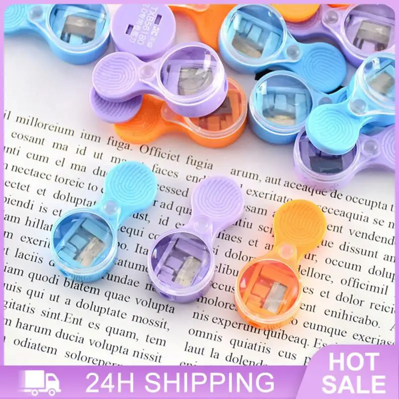 เครื่องเหลาดินสอสีลูกกวาดแบบปิดฝาเครื่องเหลาออกแบบให้มีความหนาปานกลางง่ายและประหยัดแรงงานไม่สกปรกมือ