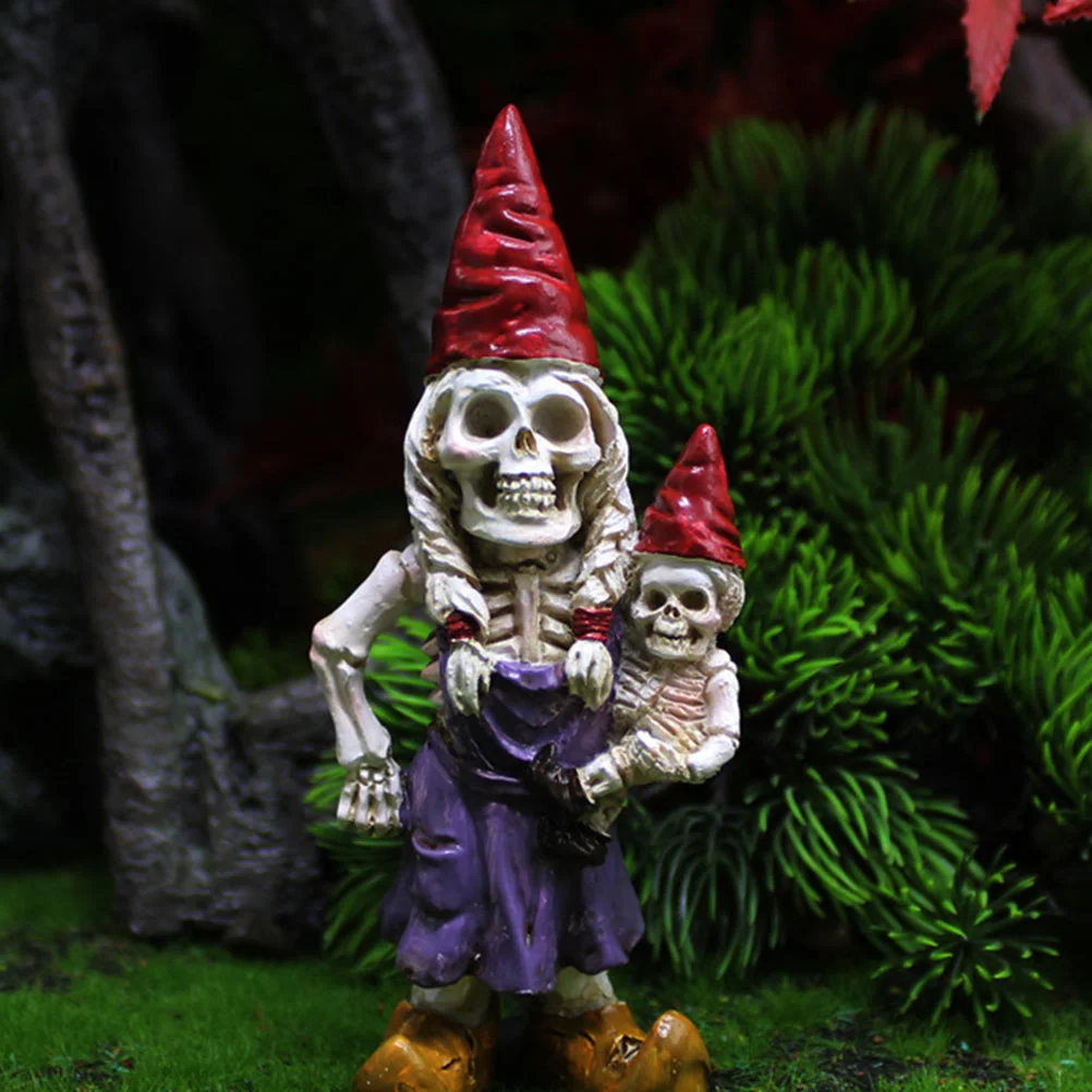 2Pcs Dwarf Adornment Zombie Garden Garden Gnomes Ornaments Zombie Gnome Lawn Statues Decorations