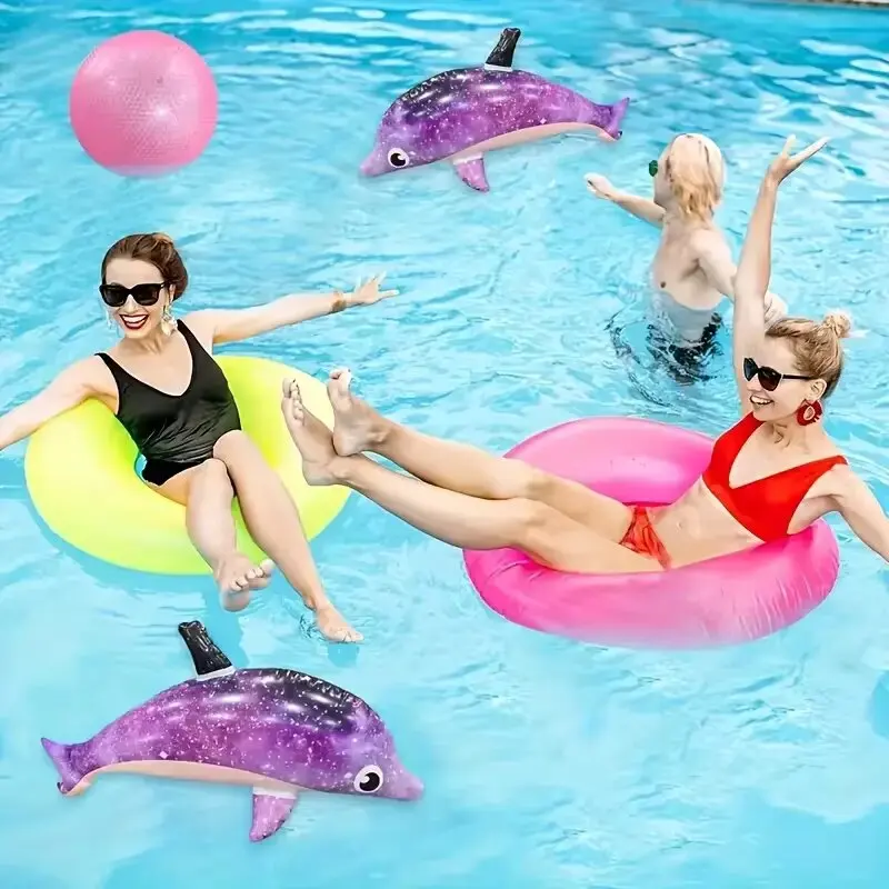 1Pc Inflatable Dolphin Rainbow Inflatable Airbed Ocean Themed Party Decoration Swimming Pool Beach Birthday Party Decoration
