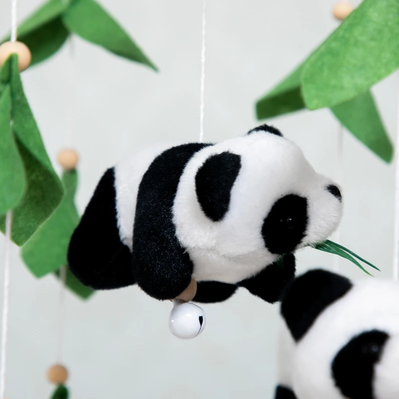 Houten 0-12 Maanden Baby Zacht Vilt Panda Bed Bell Mobiele Telefoons Wieg Bed Bell Opknoping Speelgoed Pasgeboren Educatief Speelgoed Voor Baby Cadeau