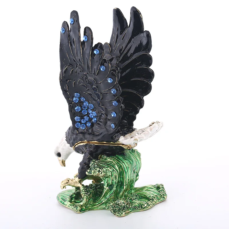 Handmade diamond inlaid enamel painted metal crafts, office decoration, eagle treading on the waves