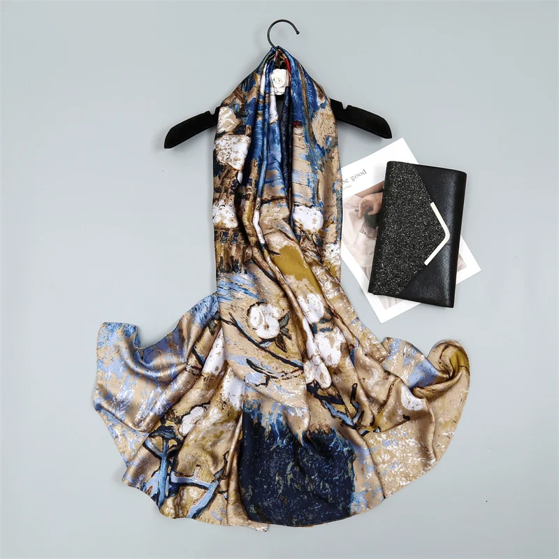 وشاح ربيعي للنساء، تصميم فاخر، وشاح حريري ناعم، عصابة رأس إسلامية ناعمة، شال Deach. #6