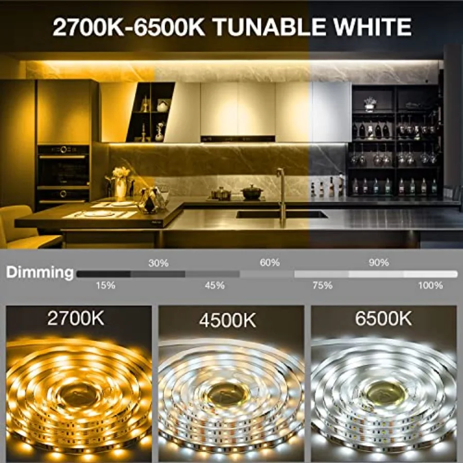Under Cabinet Lighting kit, 6 PCS LED Strip Lights with Remote, Dimmer and Adapter, Dimmable for Kitchen Cabinet, Counter, TV B