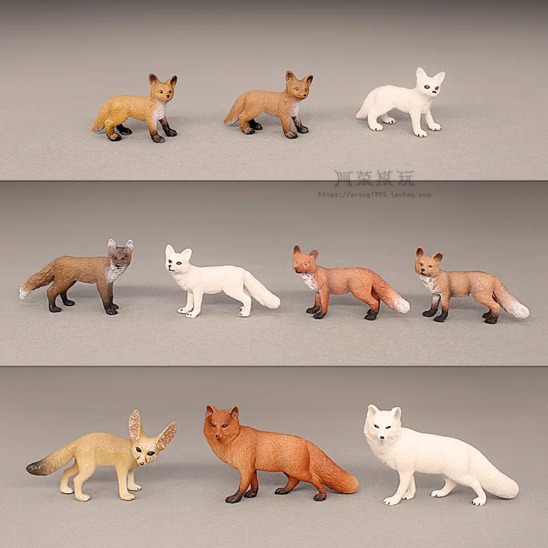 الثعلب الأحمر القطبي الثعلب ذو الأذنين الكبيرة عمل أرقام المحاكاة المعرفية لنماذج صغيرة من الحيوانات البرية زخرفة صغيرة الملحقات