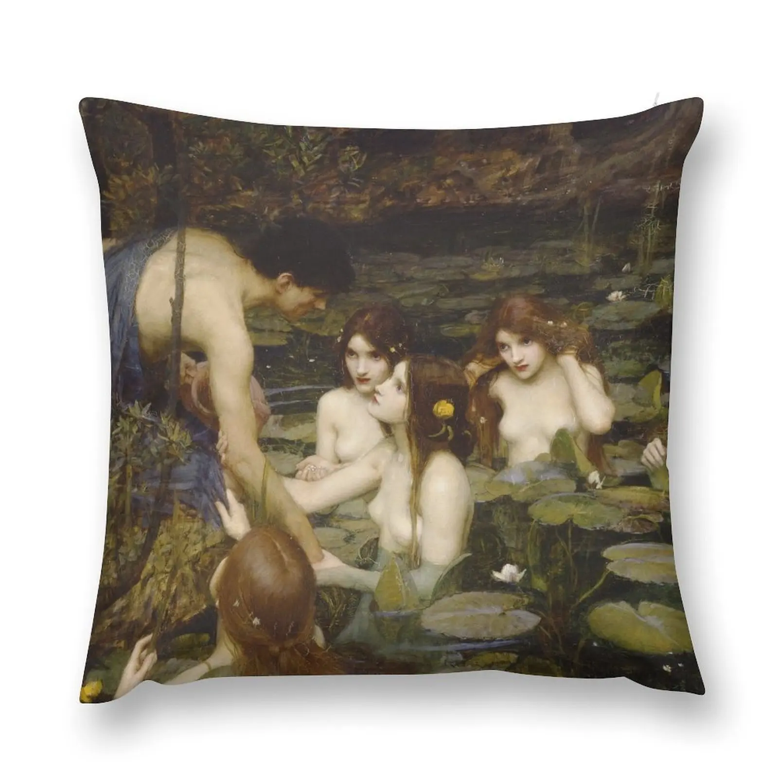 Hylas and the Nymphs - John William Waterhouse Throw Pillow luxury home accessories Cushion Cover For Sofa pillow