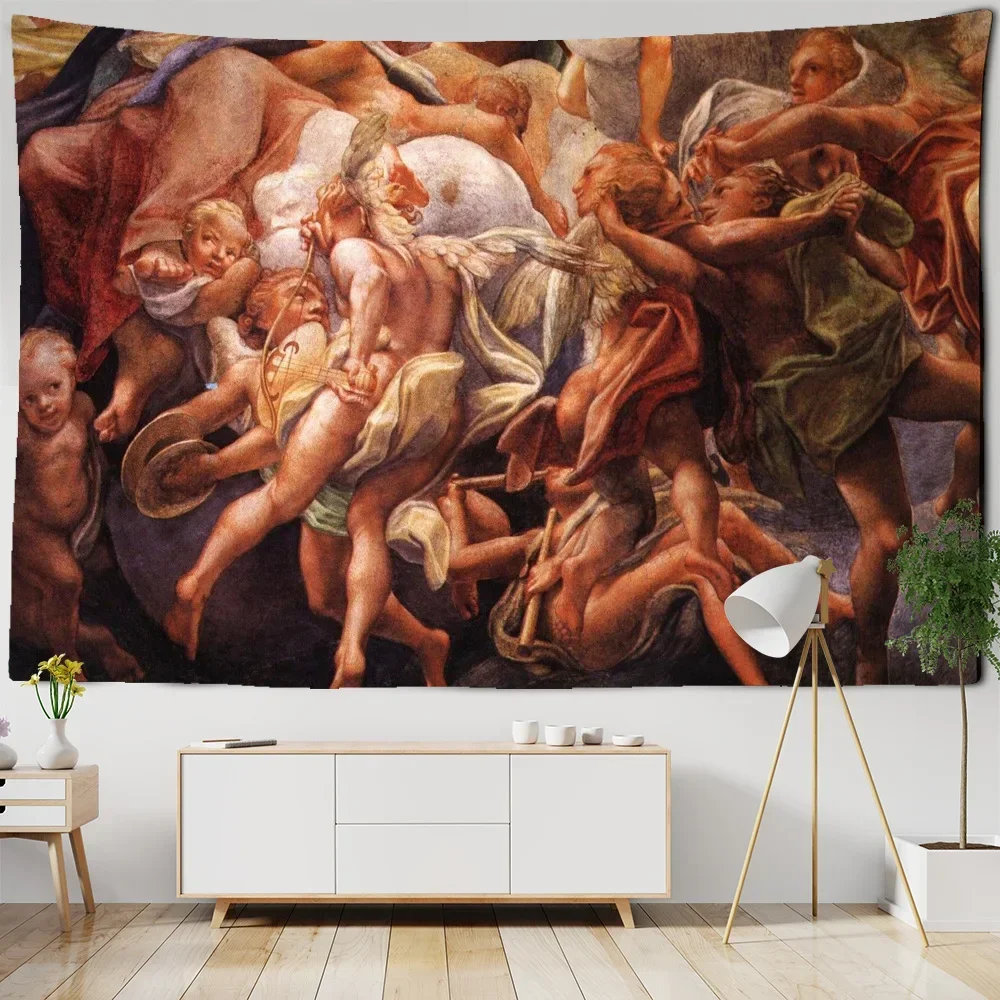 Ancient Greek Mythology Oil Painting Decorative Wall Hanging Tapestry Psychedelic Bohemian Hippie Bedroom Wall Decor Bedspread