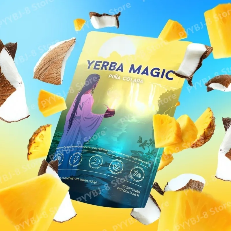 

Pineapple Coconut Instant Powder Drink Mix with Yerba Mate Lion's Mane & L-Theanine Provide Energy,intestinal Health Support