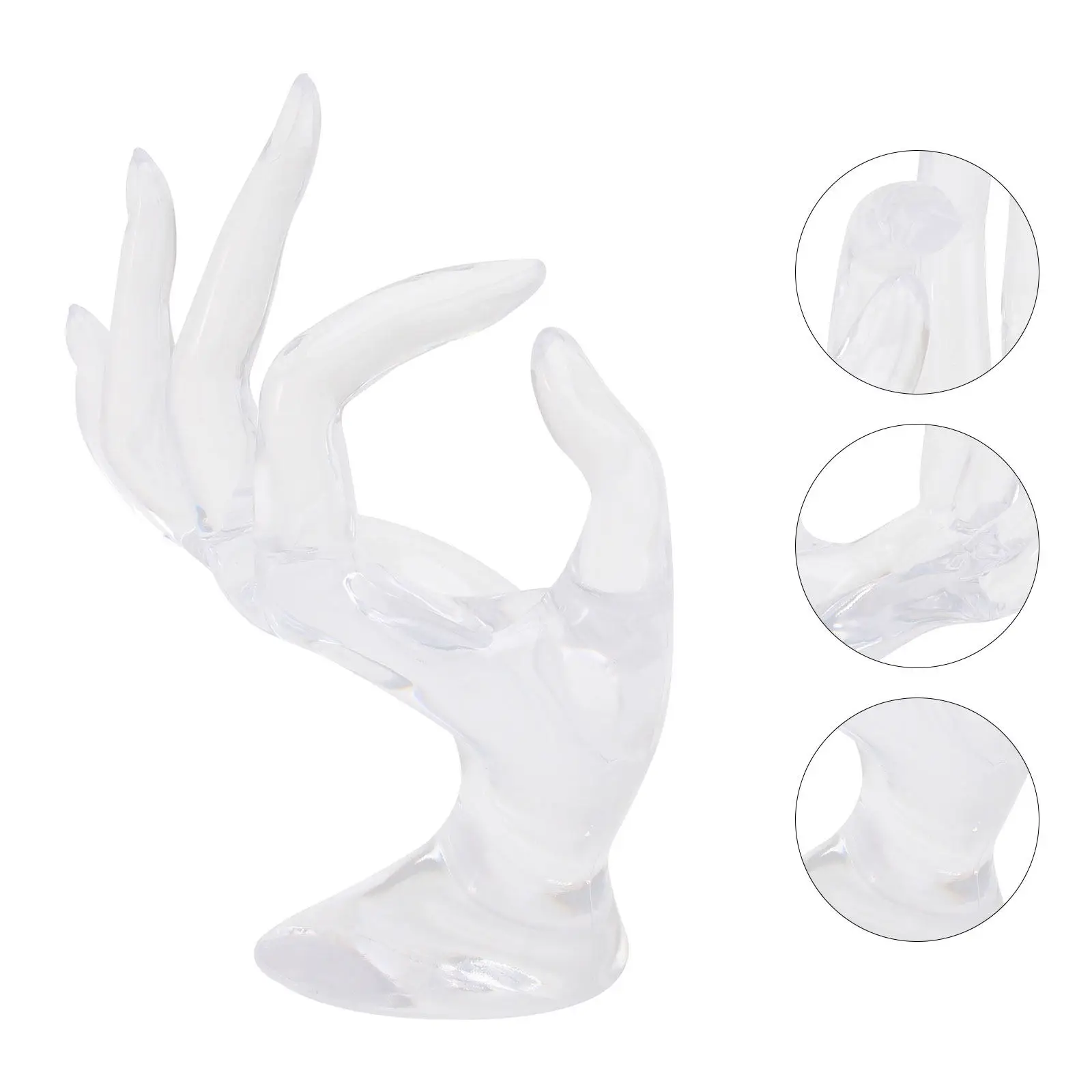 

8x17cm Clear Hand Shape Ring Display Stand Plastic Jewelry Holder Organizer for Bracelets Rings Home Storage Solution