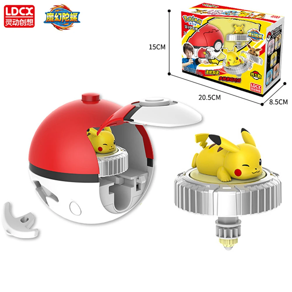 Pokemon Spinning Top Ball Toy Action Figure Pikachu Charmander Squirtle Mew Eevee Box Gyro Spin Battle Game Children Toys