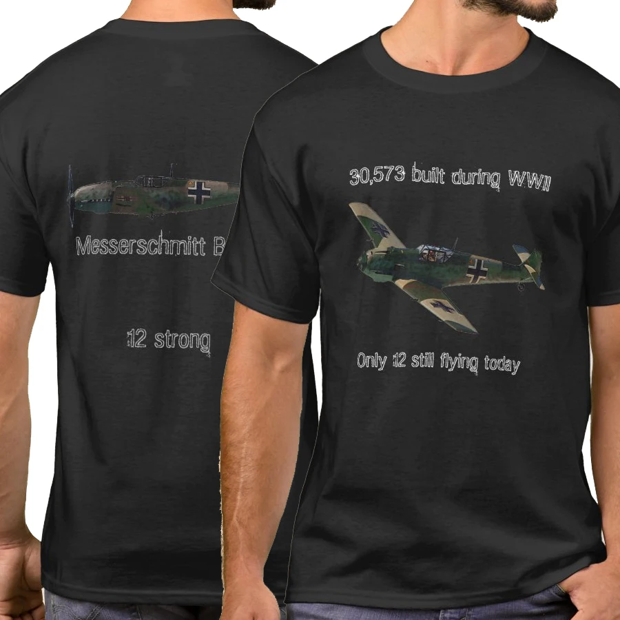 WWII German Messerschmitt Bf 109 Fighter Aircraft T-Shirt New 100% Cotton Short Sleeve O-Neck T-shirt Casual Mens Top