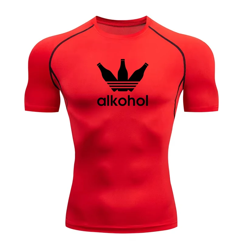 Men's Graphic Print Compression Athletic T-Shirts - Gym Training Running Base Layers, Fitted Undershirts & Rash Guards RL520