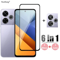 6in1 Glass For Poco M6 Full Cover Tempered Glass Xiaomi Poco M6 Screen Protector HD Protective Phone Lens Film For Poco M6 4G