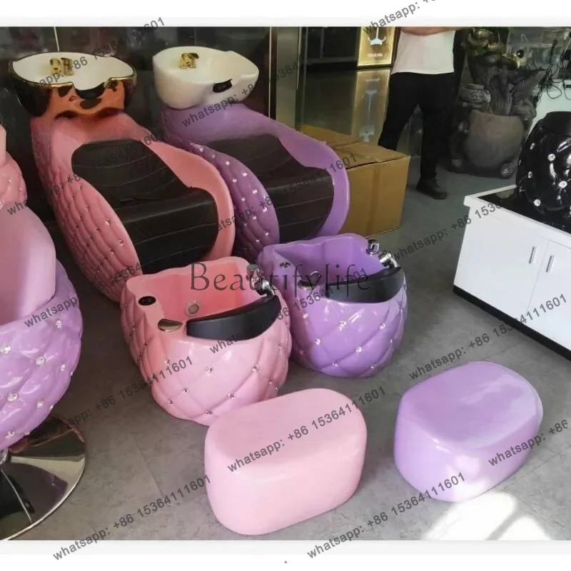 NewBarber Shop مع سرير شامبو من الألياف الزجاجية، وكرسي للشعر، وطاولة مرآة للشعر، وسرير دافق للجلوس #5