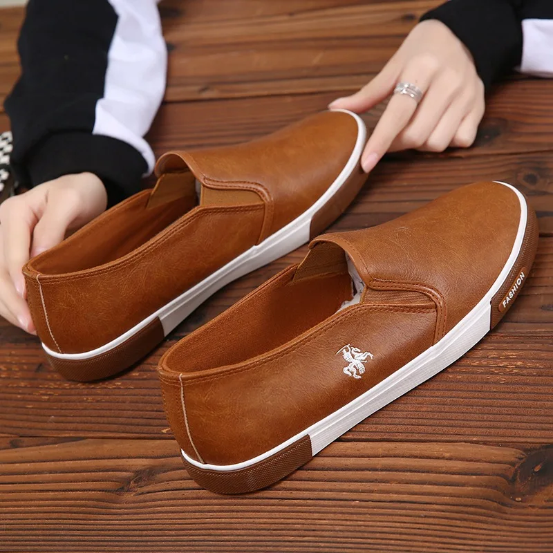 Fashion Man Shoes Quality Leather Men Casual Shoes Brand Mens Comfortable Slip on Khaki Driving Shoes Flat Male Loafers 2024 New