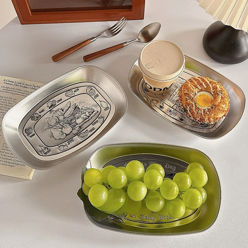 Living Room Coffee Table, Home-Use Dried Fruit Platter, New Style, Exquisite, Eye-Catching, Iron Tray, Vintage Fruit Platter
