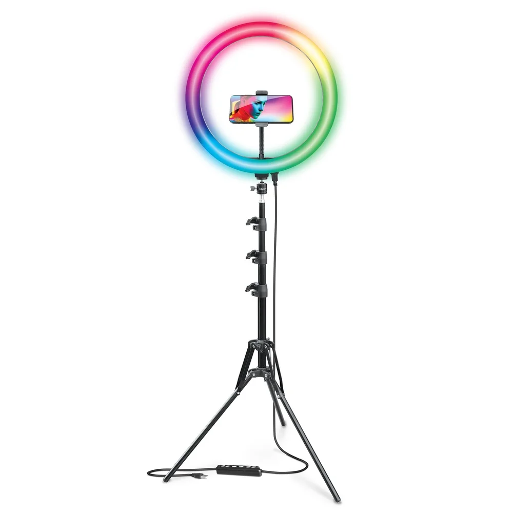 16 Inch RGB LED Ring Light Kit with Adjustable Tripod Wireless Remote 9 RGB Colors 3 White Modes USB Powered Dimmable Brightness