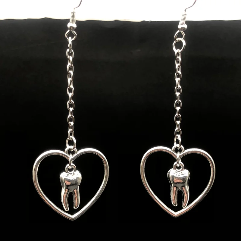 

Punk Jewelry Geometric Hollow Peach Love Heart Tooth Pendant Earrings for Women Hippop Street Style Charm designer 90s earrings