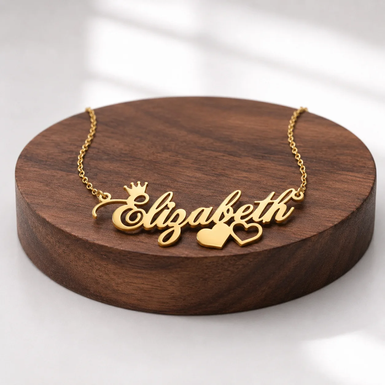 Luxury Personalized Name Necklace Stainless Steel O Chain Script Crown Heart Pendant Gold Rose Gold Plated Dainty Gift For Women